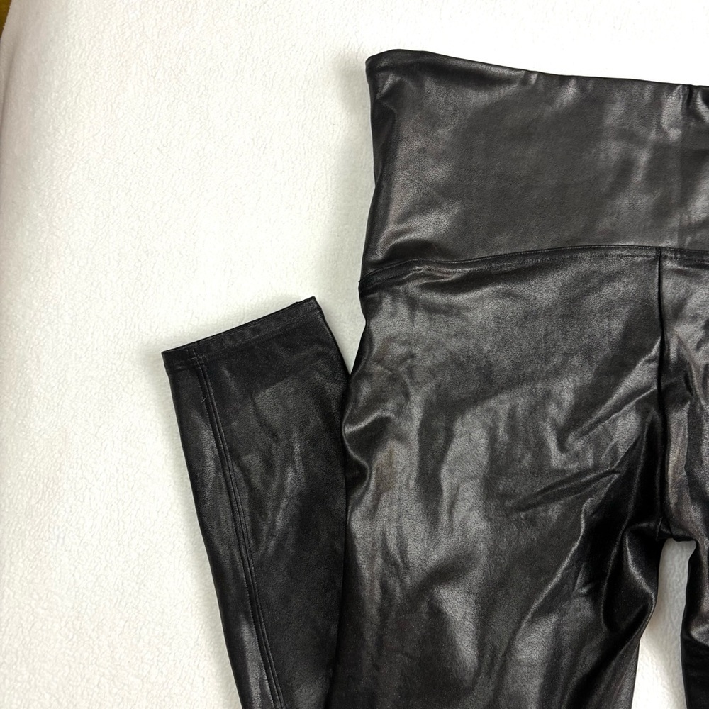 SPANX Faux Leather Moto Banded High Waist Ankle Compression Leggings Size 1X - Picture 10 of 15